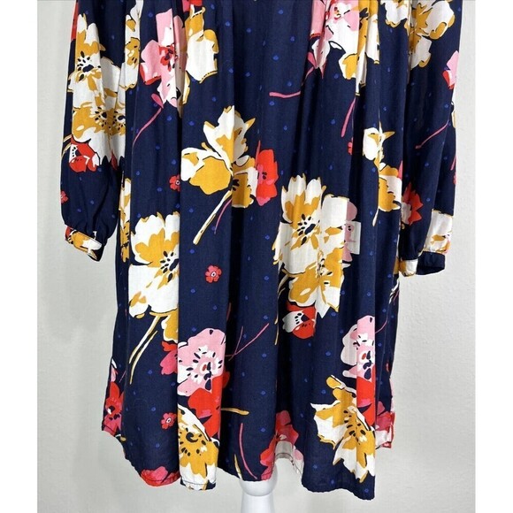 Old Navy Pullover Navy Multi Color Floral Print Swing Dress Size Medium (8/10) - Picture 11 of 13